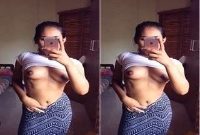 Today Exclusive – Cute Desi Girl Record her Boobs Selfie For Lover