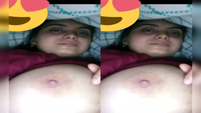 Beautiful girl with melons, showing to lover on vc