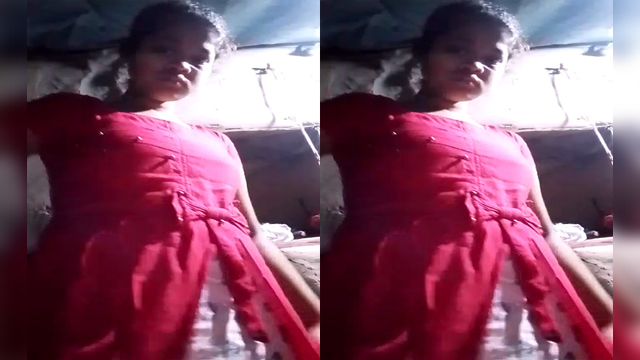 Young village girl making video for lover