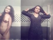 Today Exclusive- Cute Desi Girl Strip her Cloths and Shows her Boobs Part 2