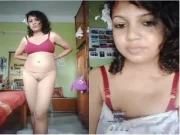 Today Exclusive- Sexy Desi girl Strip her Cloths and Shows her Nude Body