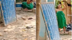 Desi Wife Outdoor Bathing Record In Hidden Cam
